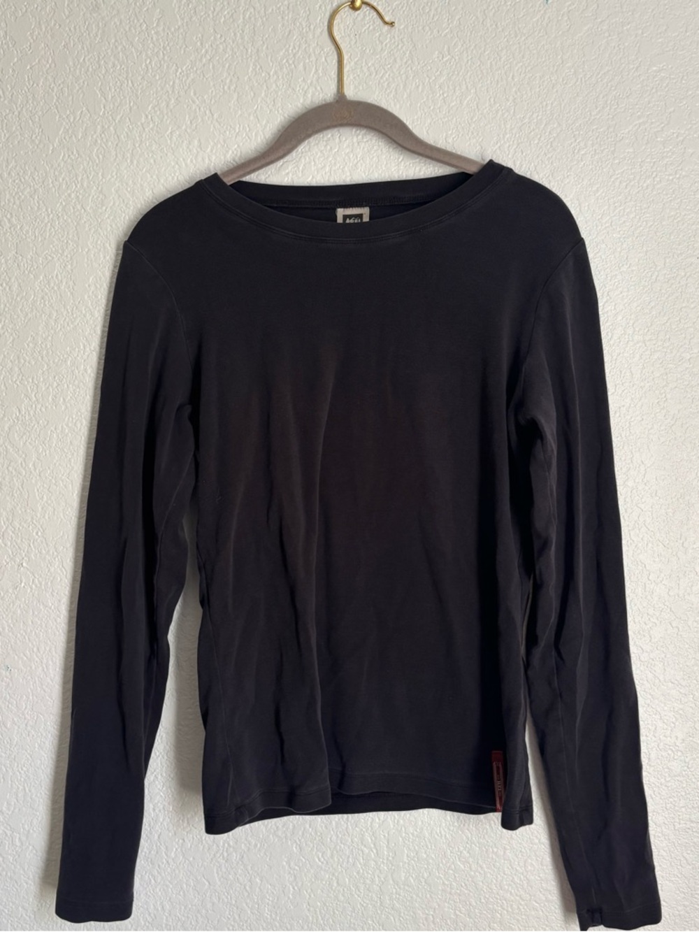 REI Women's Black Crew Neck Cotton Spandex Knit Stretch Long Sleeve T-Shirt M
